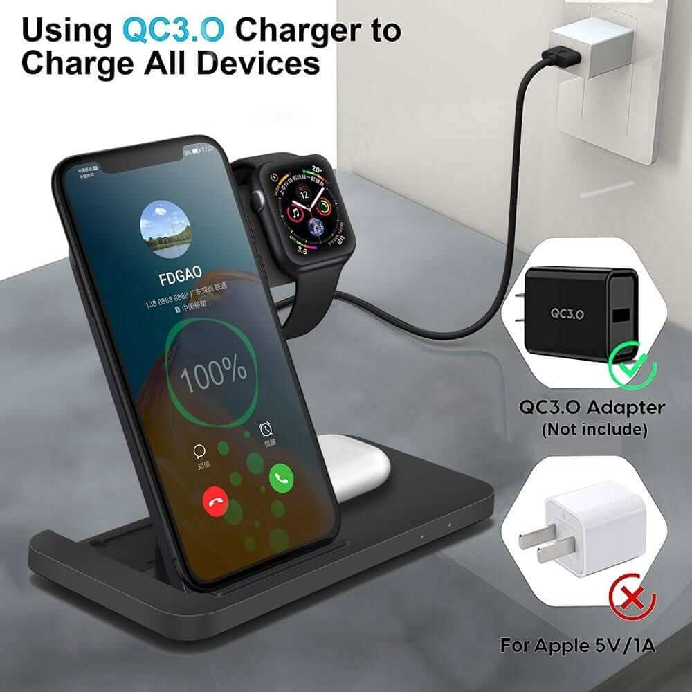 3in1 Wireless Fast Charger Dock Station - A&S Direct