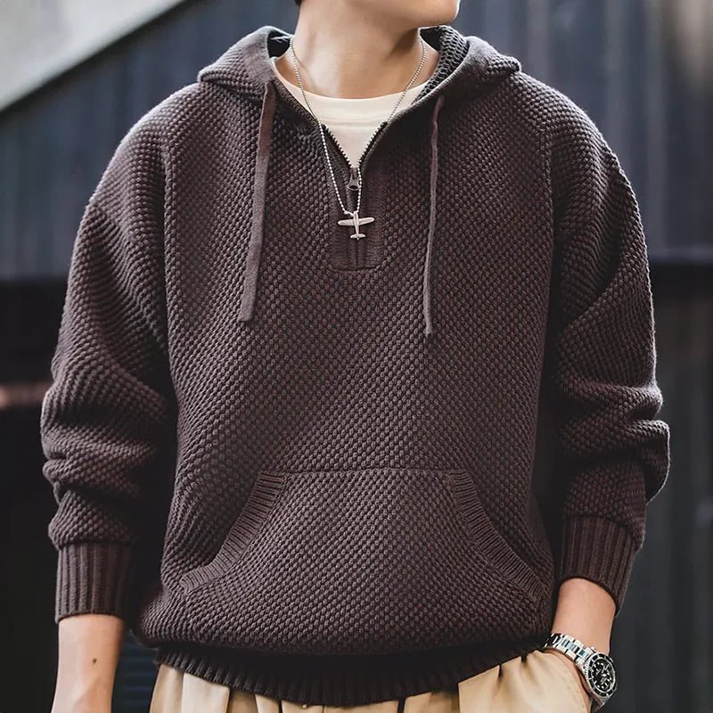 Casual Knit Sweater Half - Zip Essentials Hoodies - A&S Direct