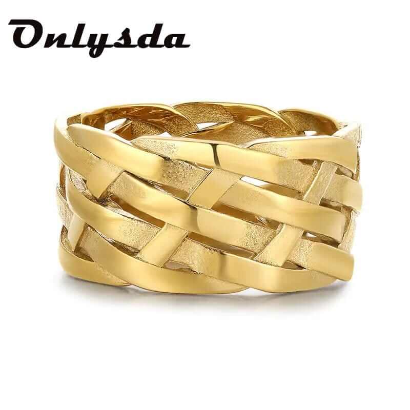 Onlysda™ Vintage Weave Stainless Steel Rings - A&S Direct