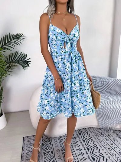 Printed Plunge Sleeve Cami Dress - A&S Direct