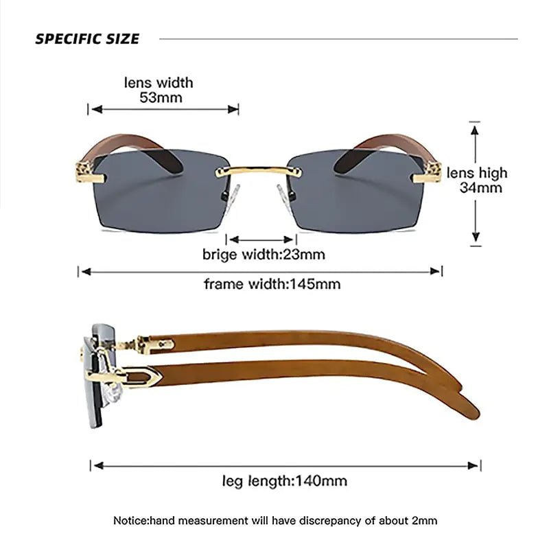 Rectangle Fashion Rimless Sunglasses - A&S Direct
