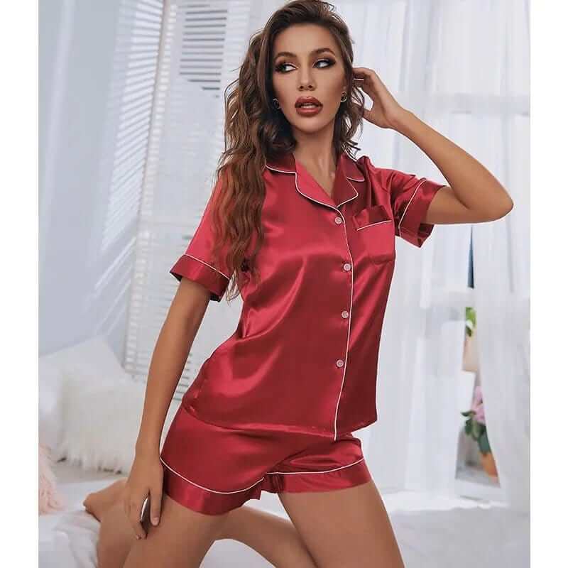 Women's Silk Satin Pajamas Set - A&S Direct